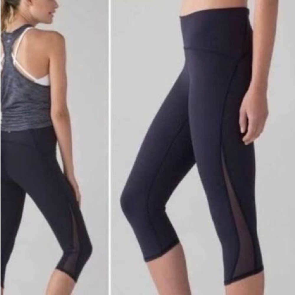 Lululemon align cropped pants with mesh side in black